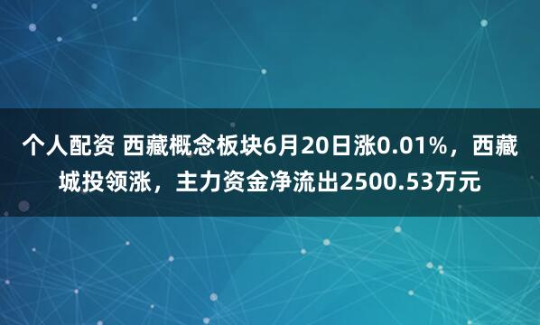 个人配资 西藏概念板块6月20日涨0.01%，西藏城投领涨，主力资金净流出2500.53万元